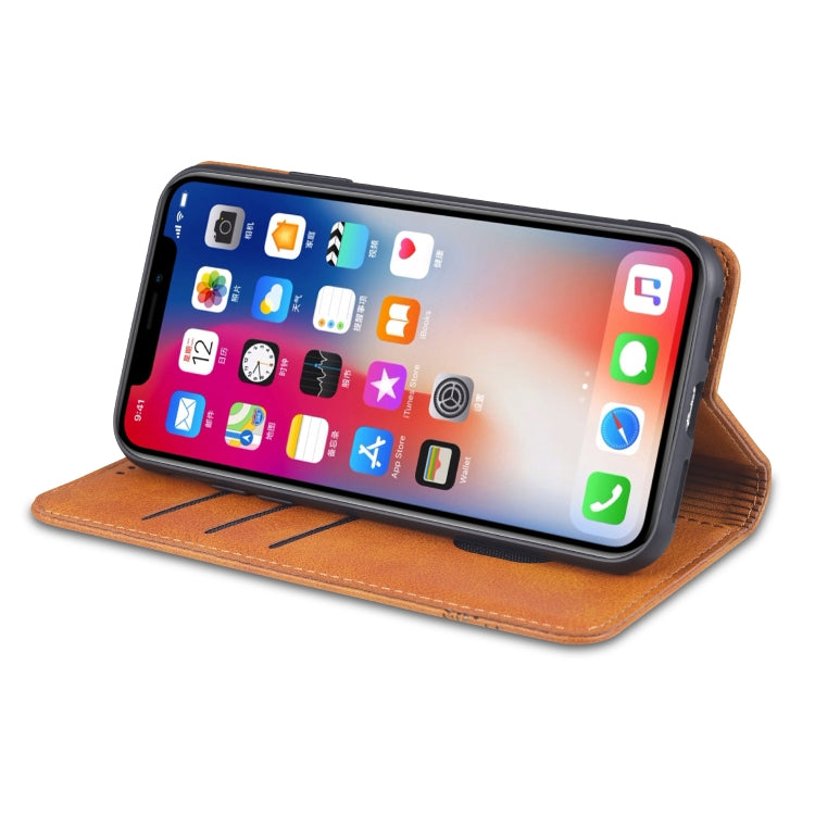 For iPhone XR AZNS Magnetic Calf Texture Horizontal Flip Leather Case with Card Slots & Holder & Wallet(Black) - HoMEdemic™ 