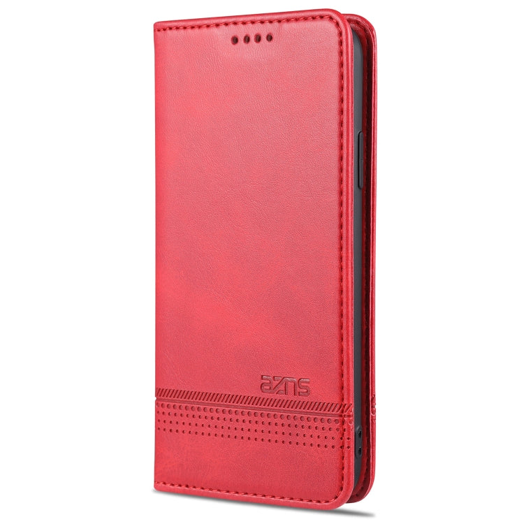 For iPhone XR AZNS Magnetic Calf Texture Horizontal Flip Leather Case with Card Slots & Holder & Wallet(Red) - HoMEdemic™ 
