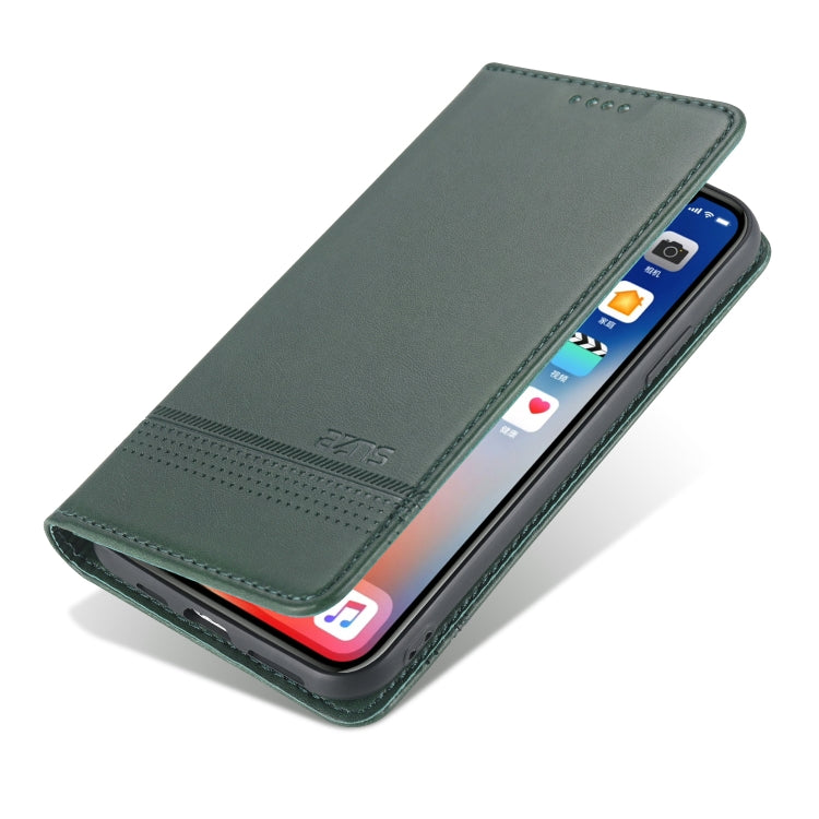 For iPhone XS Max AZNS Magnetic Calf Texture Horizontal Flip Leather Case with Card Slots & Holder & Wallet(Dark Green) - HoMEdemic™ 