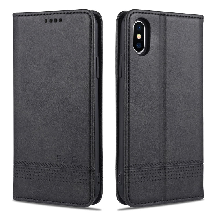 For iPhone XS Max AZNS Magnetic Calf Texture Horizontal Flip Leather Case with Card Slots & Holder & Wallet(Black) - HoMEdemic™ 