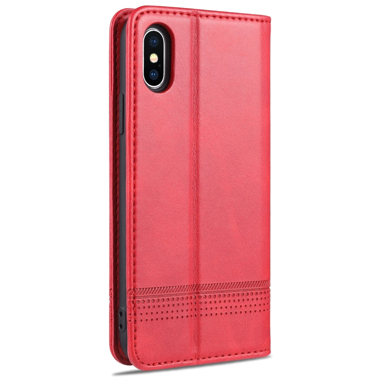 For iPhone XS Max AZNS Magnetic Calf Texture Horizontal Flip Leather Case with Card Slots & Holder & Wallet(Red) - HoMEdemic™ 
