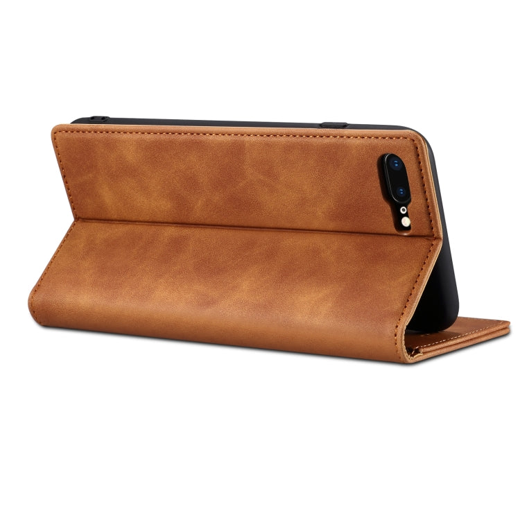 GUSSIM GS-001 Business Style Horizontal Flip Skin Feel PU Leather Case with Holder & Card Slots & Wallet & Photo Frame For iPhone 8 Plus / 7 Plus(Brown) - HoMEdemic™ 