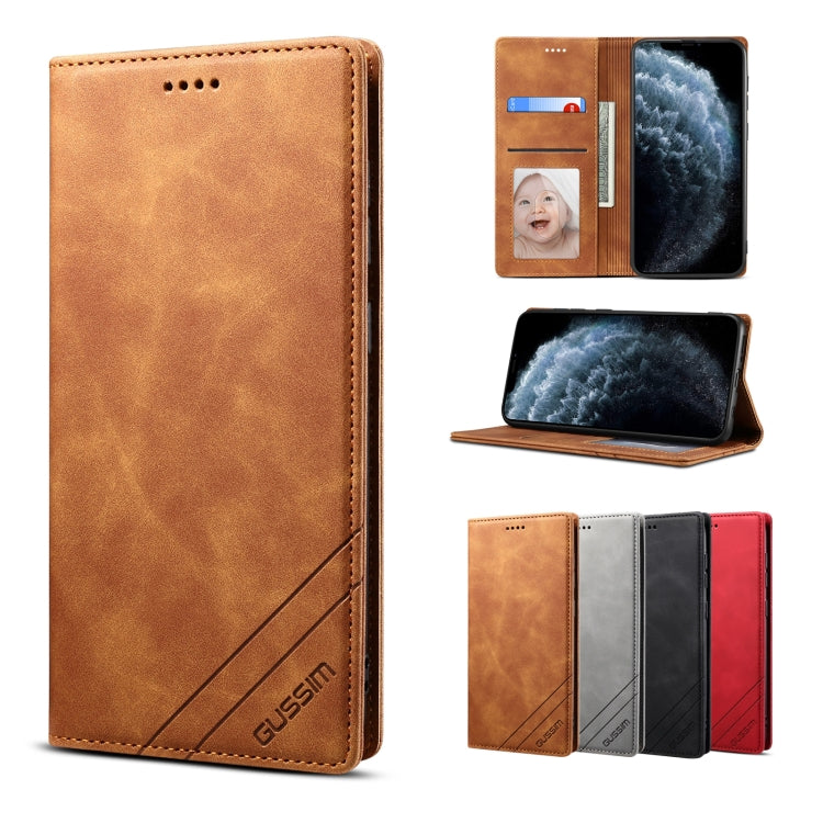 For iPhone 11 Pro GUSSIM GS-001 Business Style Horizontal Flip Skin Feel PU Leather Case with Holder & Card Slots & Wallet & Photo Frame (Brown) - HoMEdemic™ 