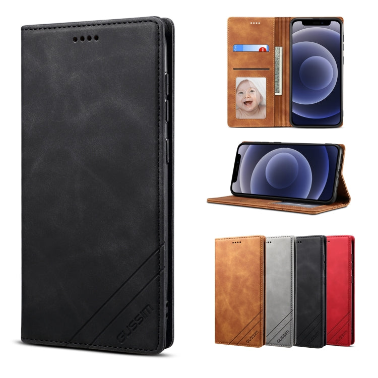 For iPhone 12 mini GUSSIM GS-001 Business Style Horizontal Flip Skin Feel PU Leather Case with Holder & Card Slots & Wallet & Photo Frame (Black) - HoMEdemic™ 