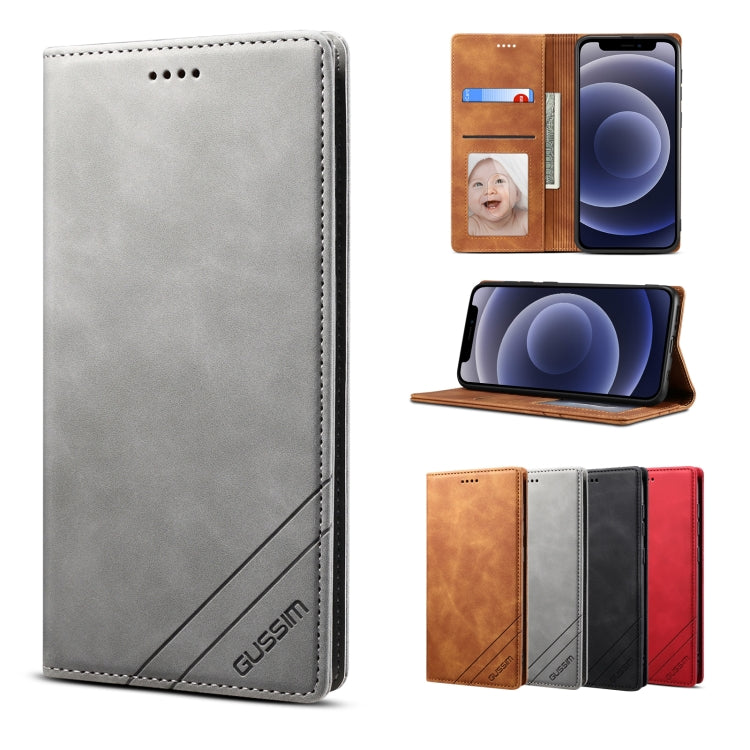 For iPhone 12 mini GUSSIM GS-001 Business Style Horizontal Flip Skin Feel PU Leather Case with Holder & Card Slots & Wallet & Photo Frame (Gray) - HoMEdemic™ 
