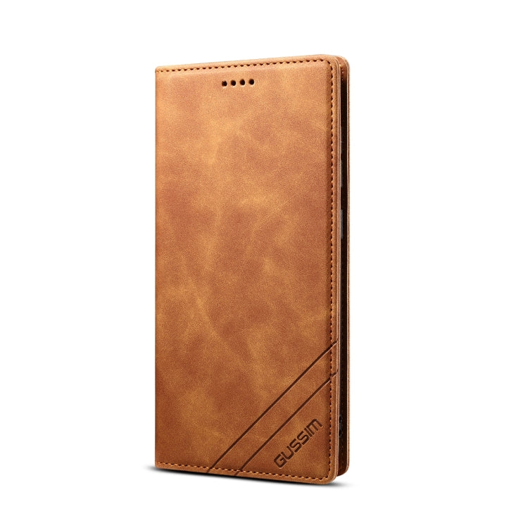 For iPhone 12 / 12 Pro GUSSIM GS-001 Business Style Horizontal Flip Skin Feel PU Leather Case with Holder & Card Slots & Wallet & Photo Frame(Brown) - HoMEdemic™ 