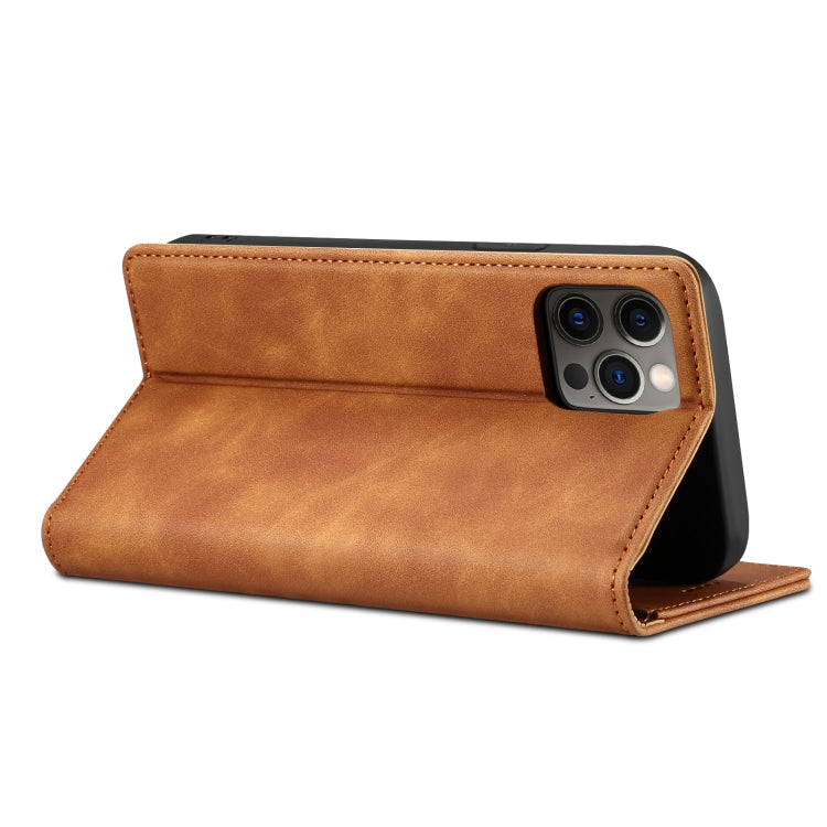 For iPhone 12 / 12 Pro GUSSIM GS-001 Business Style Horizontal Flip Skin Feel PU Leather Case with Holder & Card Slots & Wallet & Photo Frame(Brown) - HoMEdemic™ 