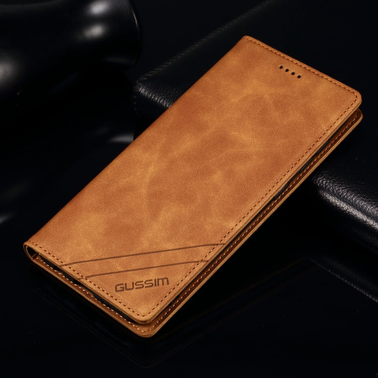 For iPhone 12 / 12 Pro GUSSIM GS-001 Business Style Horizontal Flip Skin Feel PU Leather Case with Holder & Card Slots & Wallet & Photo Frame(Brown) - HoMEdemic™ 