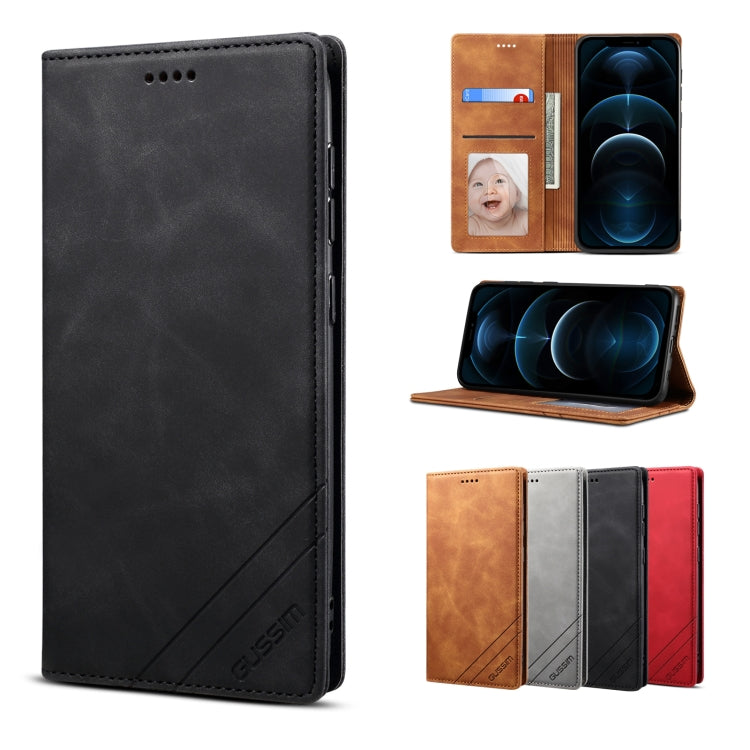 For iPhone 12 Pro Max GUSSIM GS-001 Business Style Horizontal Flip Skin Feel PU Leather Case with Holder & Card Slots & Wallet & Photo Frame(Black) - HoMEdemic™ 