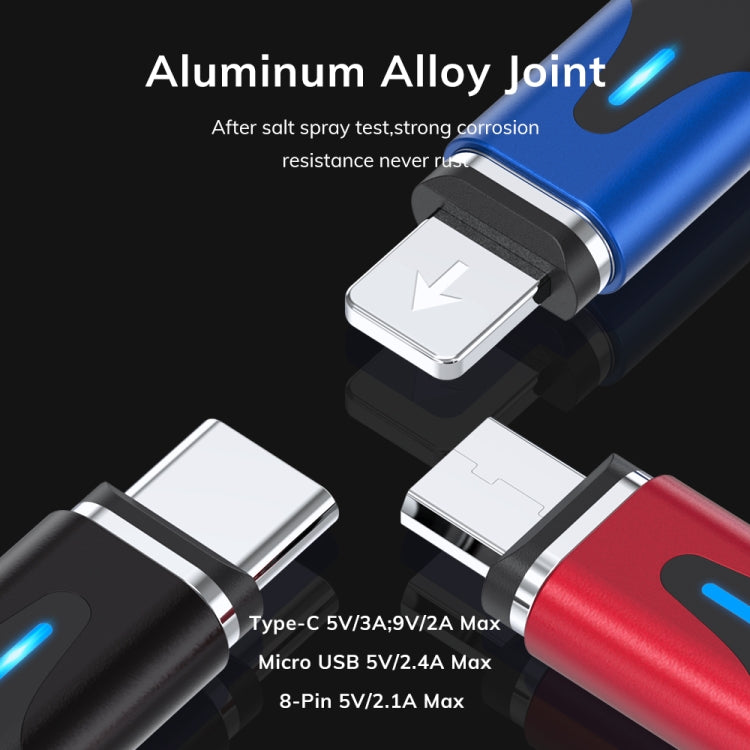 TOPK AM63 1m USB to 8 Pin Flat Magnetic Metal Connector Nylon Braided Magnetic Fast Charging Data Cable(Red) - HoMEdemic™ 