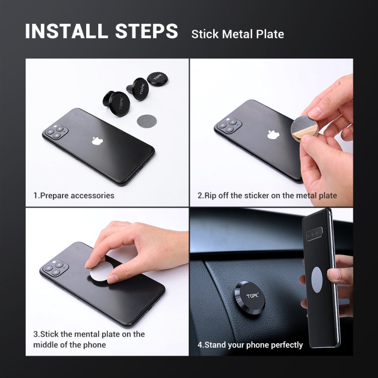 TOPK D21 Car Mobile Phone Holder Magnetic Universal In-car Phone Holder Stand(Black) - HoMEdemic™ 