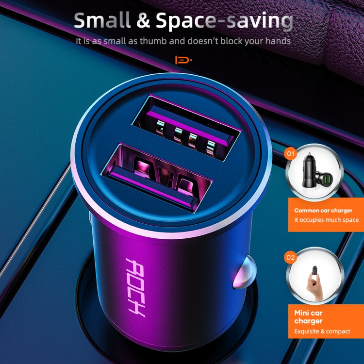 ROCK H11 4.8A 24W Mini Dual USB Car Charger(Black) - HoMEdemic™ 