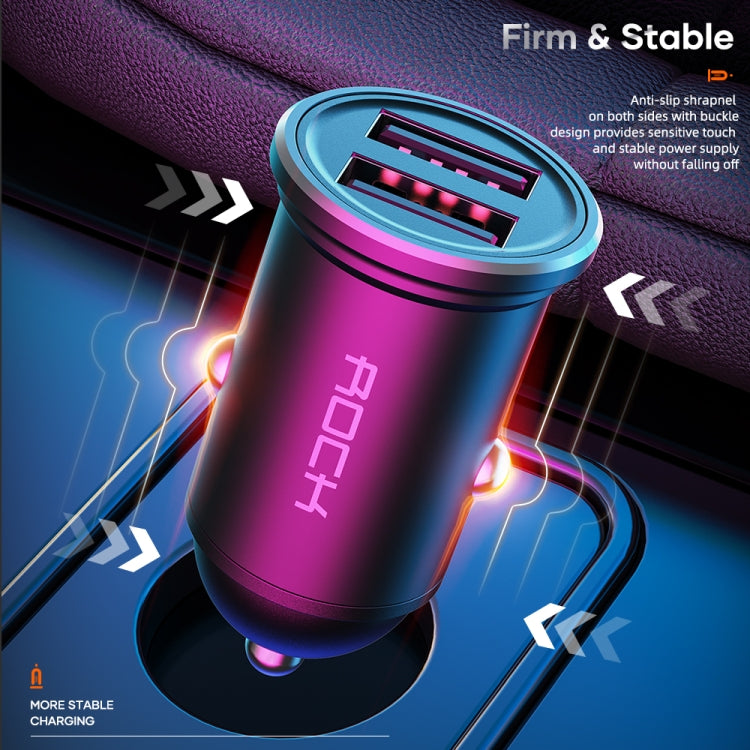 ROCK H11 4.8A 24W Mini Dual USB Car Charger(Black) - HoMEdemic™ 