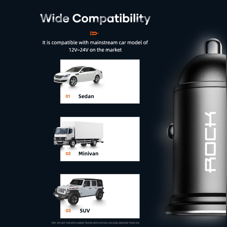 ROCK H11 4.8A 24W Mini Dual USB Car Charger(Black) - HoMEdemic™ 