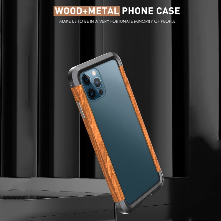 For iPhone 12 Pro Max R-JUST Metal + Wood Frame Protective Case - HoMEdemic™ 