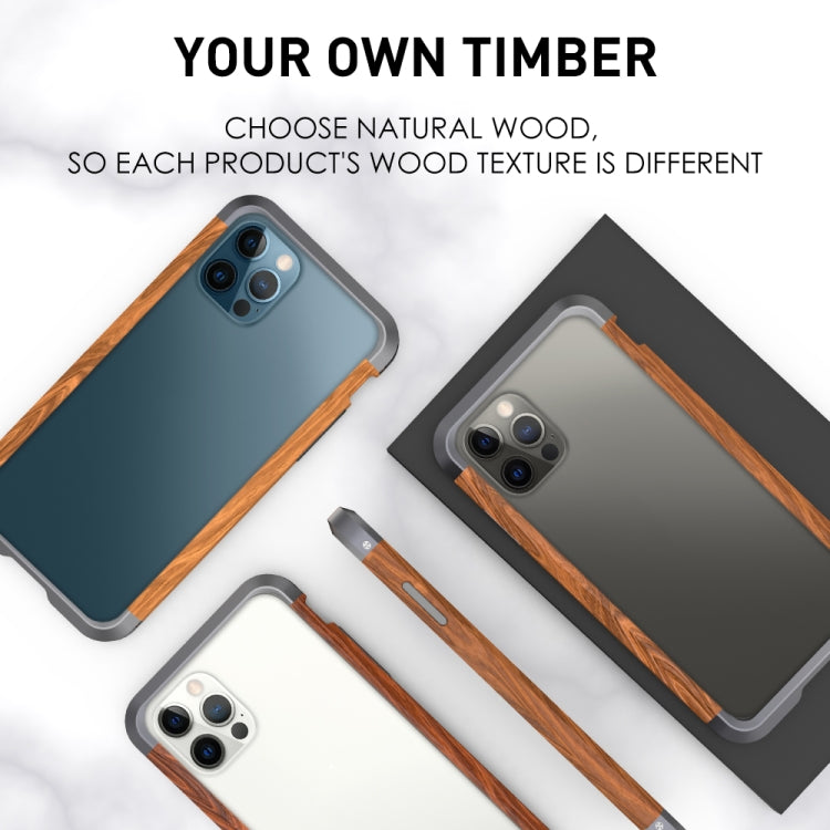 For iPhone 12 Pro Max R-JUST Metal + Wood Frame Protective Case - HoMEdemic™ 