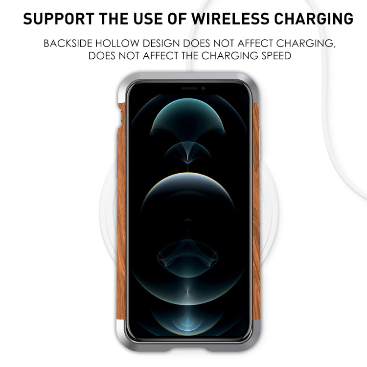 For iPhone 12 Pro Max R-JUST Metal + Wood Frame Protective Case - HoMEdemic™ 