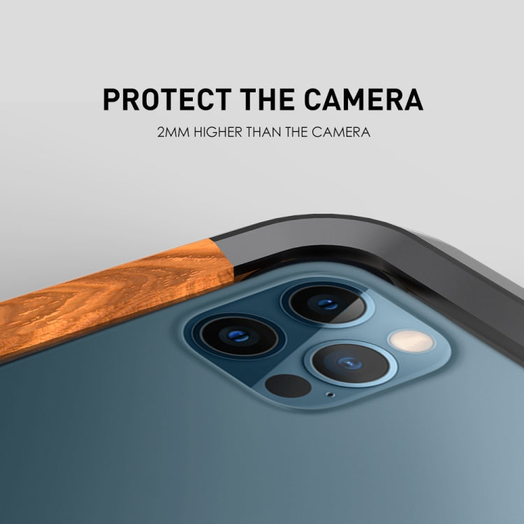 For iPhone 12 Pro Max R-JUST Metal + Wood Frame Protective Case - HoMEdemic™ 