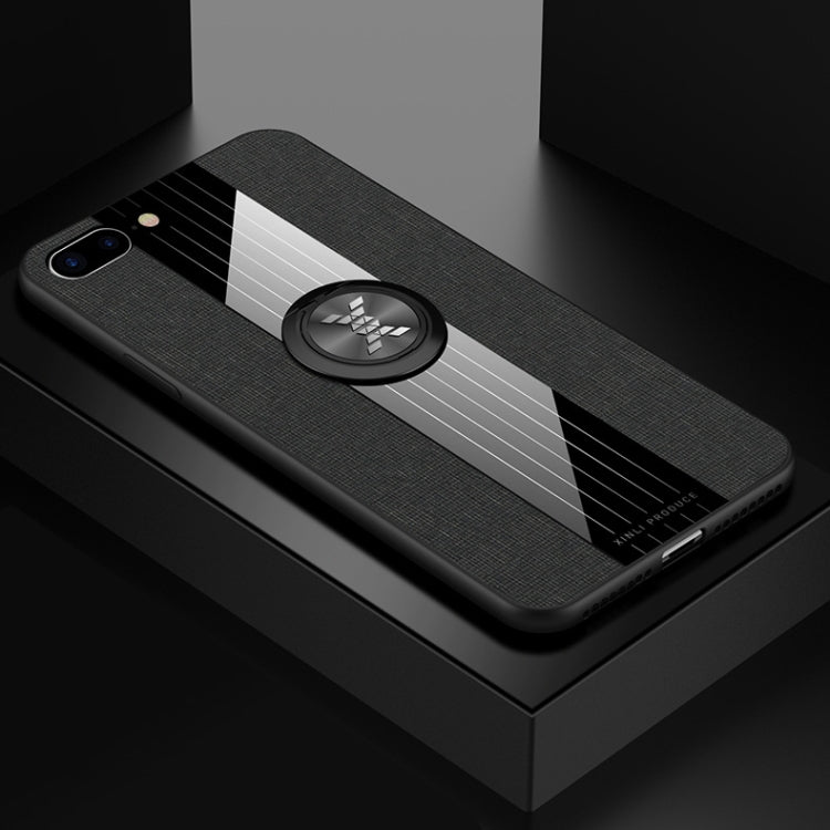 For iPhone 8  /7 XINLI Stitching Cloth Texture Shockproof TPU Protective Case with Ring Holder(Black) - HoMEdemic™ 