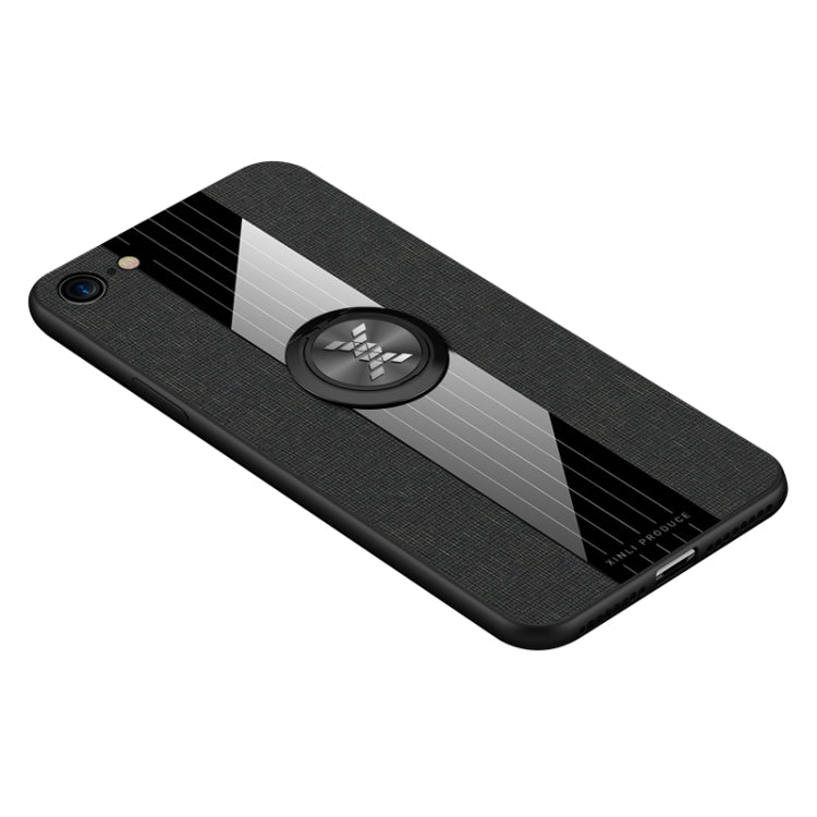 For iPhone 8  /7 XINLI Stitching Cloth Texture Shockproof TPU Protective Case with Ring Holder(Black) - HoMEdemic™ 