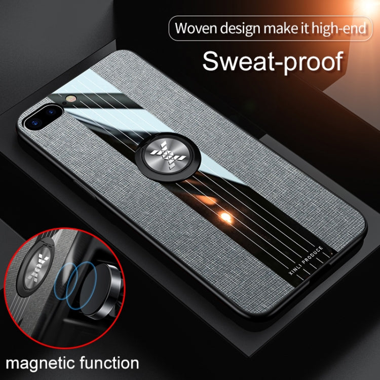 For iPhone 8  /7 XINLI Stitching Cloth Texture Shockproof TPU Protective Case with Ring Holder(Brown) - HoMEdemic™ 