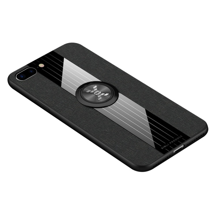 For iPhone 8 Plus /7 Plus XINLI Stitching Cloth Texture Shockproof TPU Protective Case with Ring Holder(Black) - HoMEdemic™ 