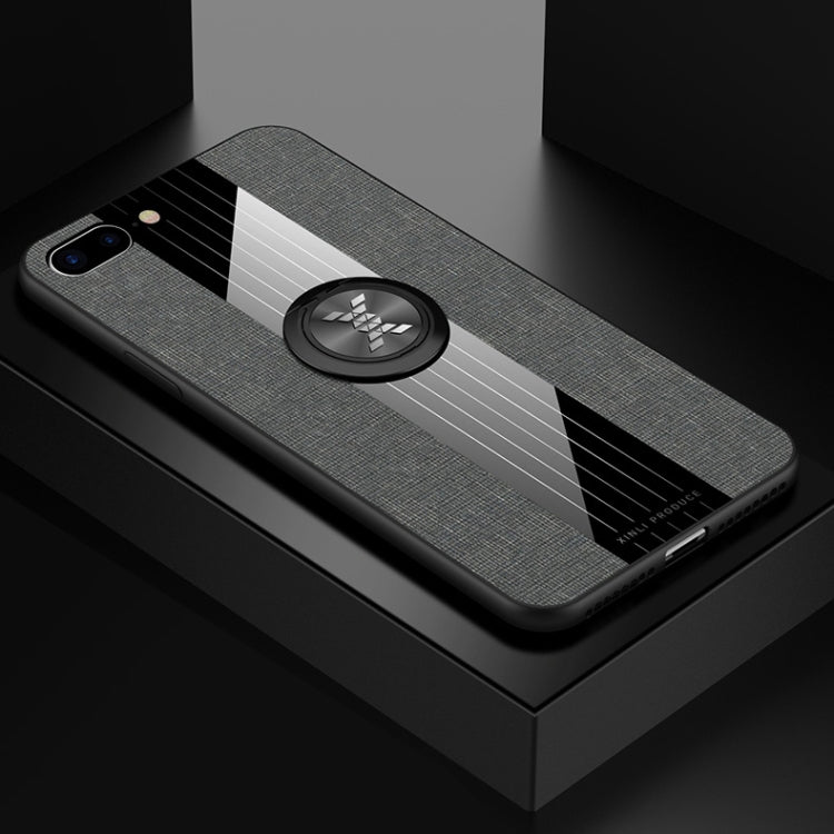 For iPhone 8 Plus /7 Plus XINLI Stitching Cloth Texture Shockproof TPU Protective Case with Ring Holder(Grey) - HoMEdemic™ 