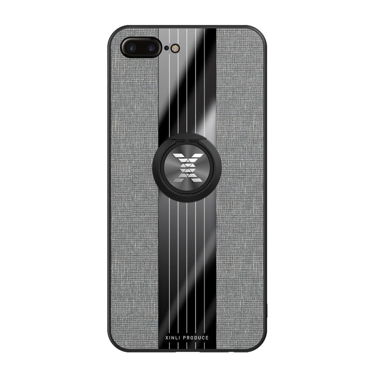 For iPhone 8 Plus /7 Plus XINLI Stitching Cloth Texture Shockproof TPU Protective Case with Ring Holder(Grey) - HoMEdemic™ 