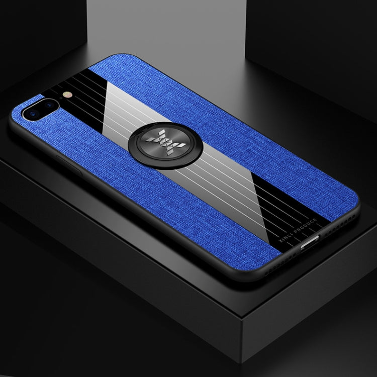 For iPhone 8 Plus /7 Plus XINLI Stitching Cloth Texture Shockproof TPU Protective Case with Ring Holder(Blue) - HoMEdemic™ 