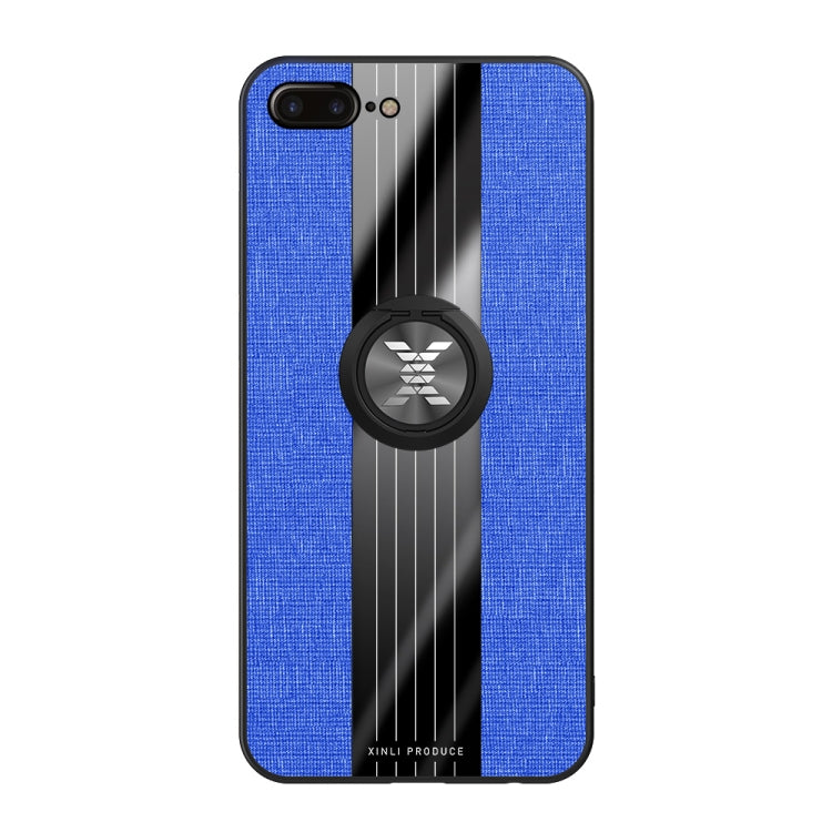 For iPhone 8 Plus /7 Plus XINLI Stitching Cloth Texture Shockproof TPU Protective Case with Ring Holder(Blue) - HoMEdemic™ 