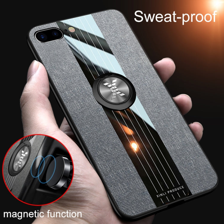 For iPhone 8 Plus /7 Plus XINLI Stitching Cloth Texture Shockproof TPU Protective Case with Ring Holder(Blue) - HoMEdemic™ 