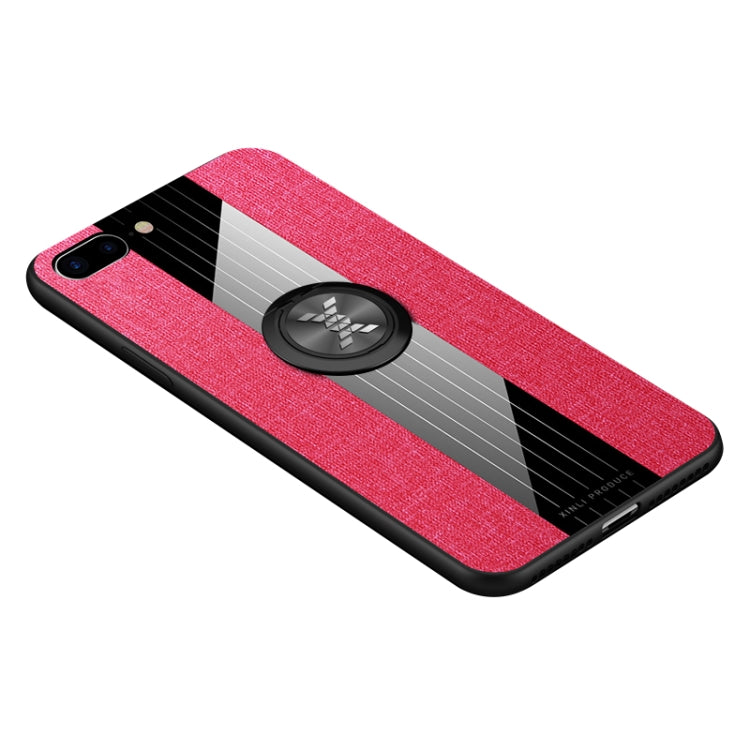 For iPhone 8 Plus /7 Plus XINLI Stitching Cloth Texture Shockproof TPU Protective Case with Ring Holder(Red) - HoMEdemic™ 