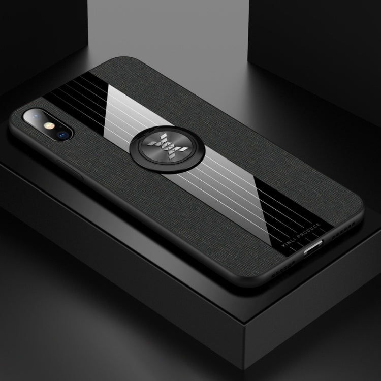 For iPhone X / XS XINLI Stitching Cloth Texture Shockproof TPU Protective Case with Ring Holder(Black) - HoMEdemic™ 