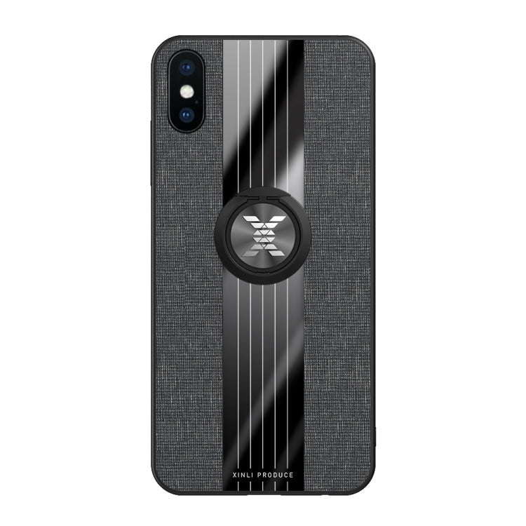 For iPhone X / XS XINLI Stitching Cloth Texture Shockproof TPU Protective Case with Ring Holder(Black) - HoMEdemic™ 