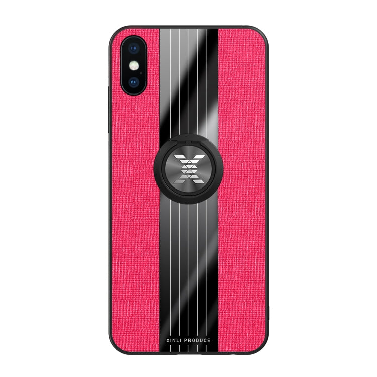 For iPhone X / XS XINLI Stitching Cloth Texture Shockproof TPU Protective Case with Ring Holder(Red) - HoMEdemic™ 