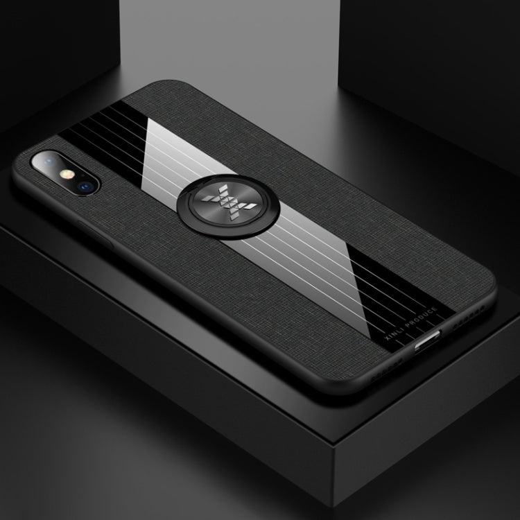 For iPhone XR XINLI Stitching Cloth Texture Shockproof TPU Protective Case with Ring Holder(Black) - HoMEdemic™ 