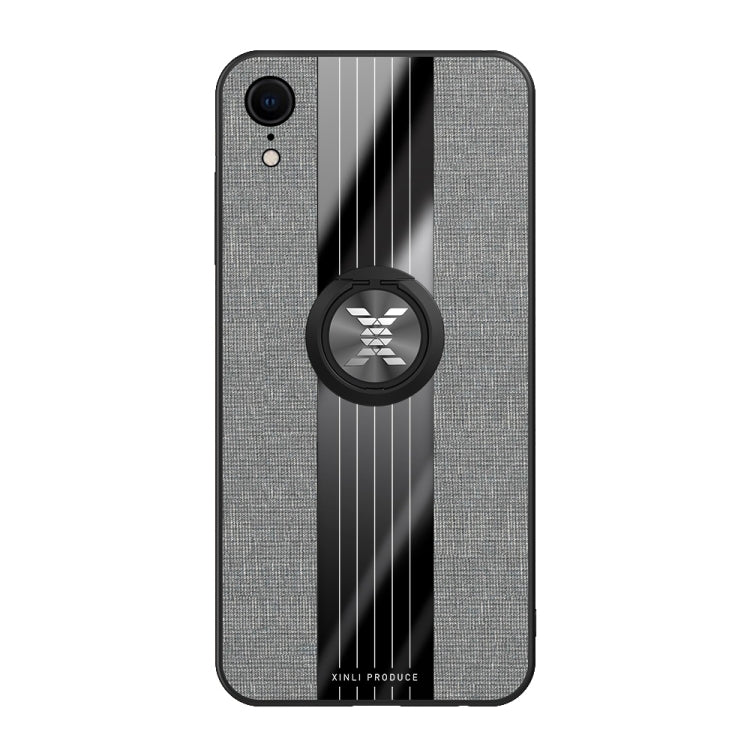For iPhone XR XINLI Stitching Cloth Texture Shockproof TPU Protective Case with Ring Holder(Grey) - HoMEdemic™ 