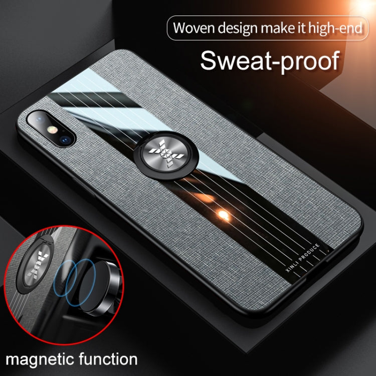 For iPhone XR XINLI Stitching Cloth Texture Shockproof TPU Protective Case with Ring Holder(Brown) - HoMEdemic™ 
