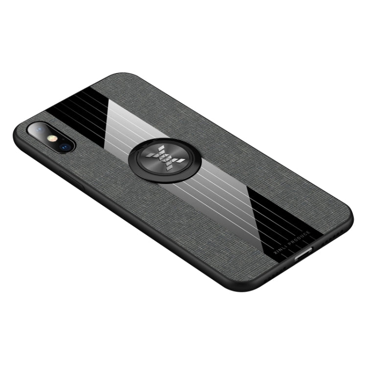 For iPhone XS Max XINLI Stitching Cloth Texture Shockproof TPU Protective Case with Ring Holder(Grey) - HoMEdemic™ 