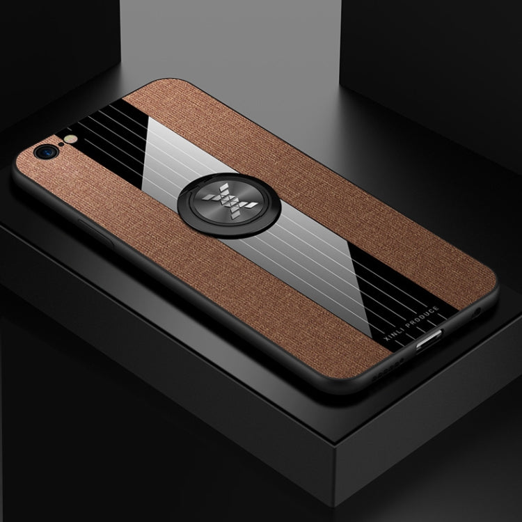 For iPhone 6 Plus / 6s Plus XINLI Stitching Cloth Texture Shockproof TPU Protective Case with Ring Holder(Brown) - HoMEdemic™ 