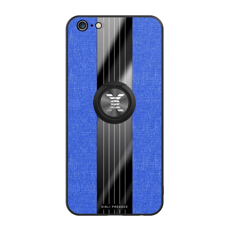 For iPhone 6 Plus / 6s Plus XINLI Stitching Cloth Texture Shockproof TPU Protective Case with Ring Holder(Blue) - HoMEdemic™ 