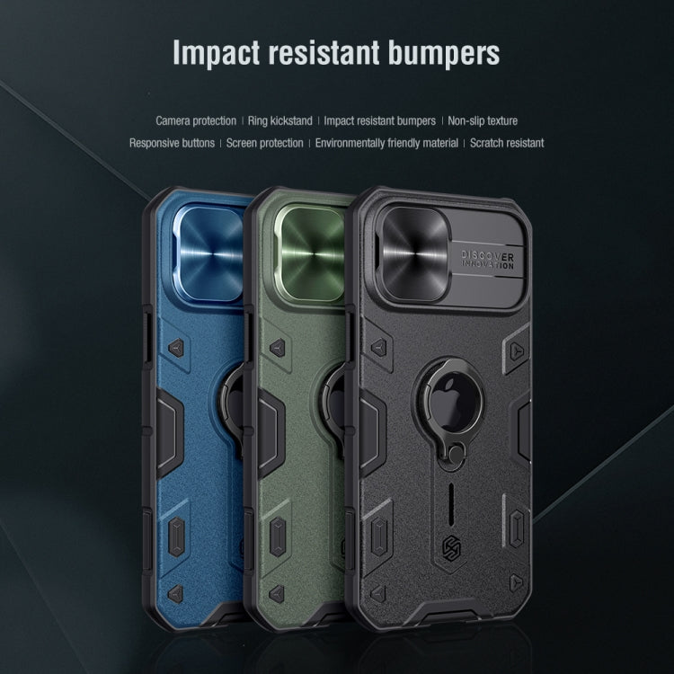For iPhone 12 Pro Max NILLKIN Shockproof CamShield Armor Protective Case with Invisible Ring Holder(Blue) - HoMEdemic™ 