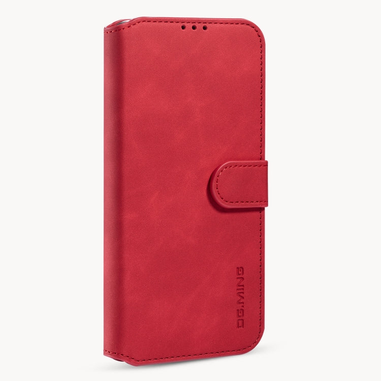 For iPhone 12 / 12 Pro DG.MING Retro Oil Side Horizontal Flip Case with Holder & Card Slots & Wallet(Red) - HoMEdemic™ 