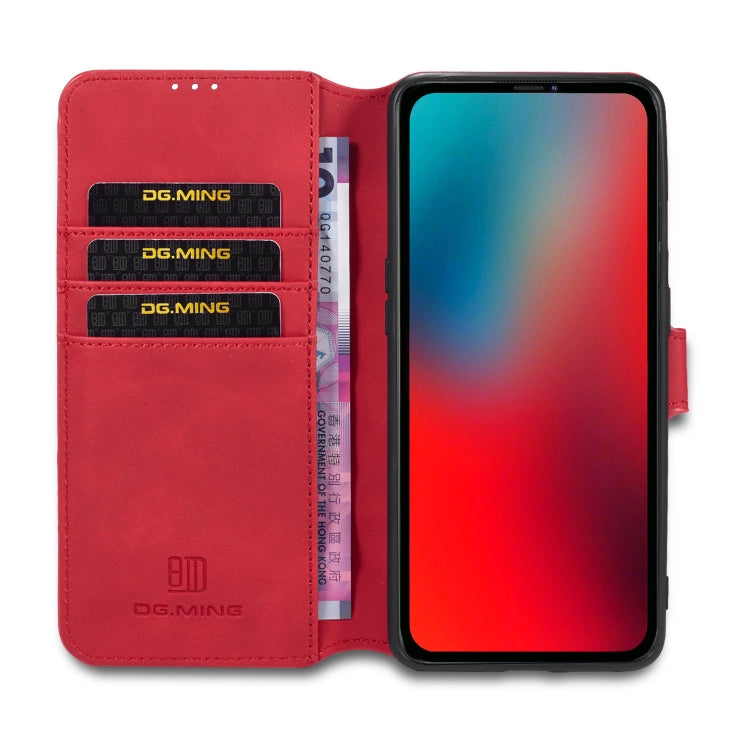 For iPhone 12 / 12 Pro DG.MING Retro Oil Side Horizontal Flip Case with Holder & Card Slots & Wallet(Red) - HoMEdemic™ 