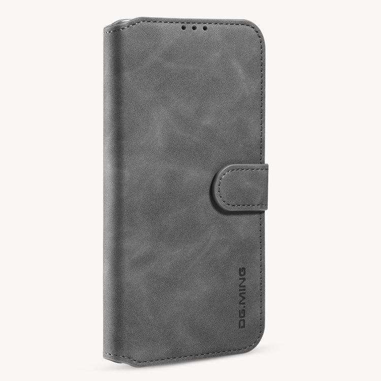 For iPhone 12 / 12 Pro DG.MING Retro Oil Side Horizontal Flip Case with Holder & Card Slots & Wallet(Grey) - HoMEdemic™ 