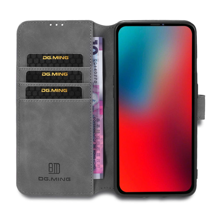 For iPhone 12 / 12 Pro DG.MING Retro Oil Side Horizontal Flip Case with Holder & Card Slots & Wallet(Grey) - HoMEdemic™ 