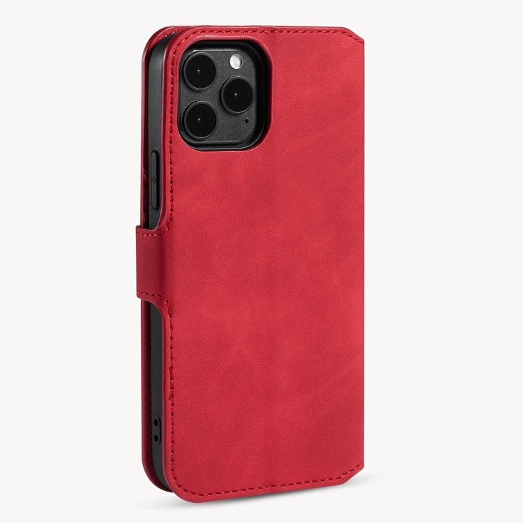For iPhone 12 Pro Max DG.MING Retro Oil Side Horizontal Flip Case with Holder & Card Slots & Wallet(Red) - HoMEdemic™ 