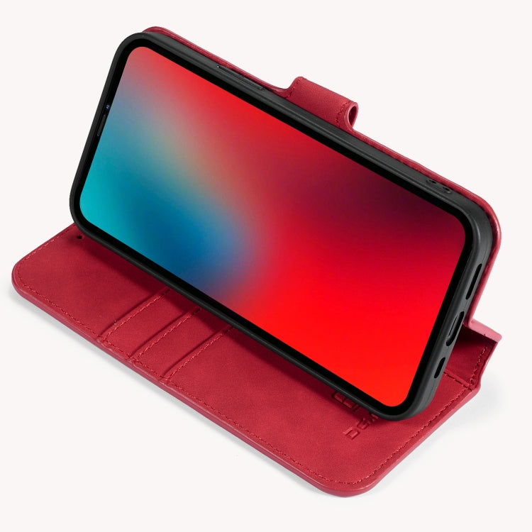 For iPhone 12 Pro Max DG.MING Retro Oil Side Horizontal Flip Case with Holder & Card Slots & Wallet(Red) - HoMEdemic™ 