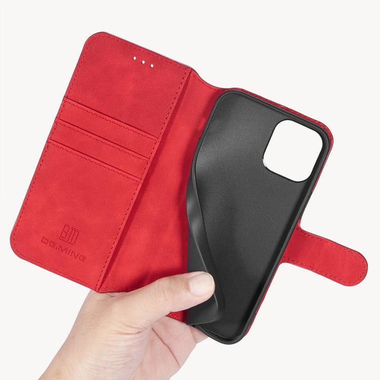 For iPhone 12 Pro Max DG.MING Retro Oil Side Horizontal Flip Case with Holder & Card Slots & Wallet(Red) - HoMEdemic™ 