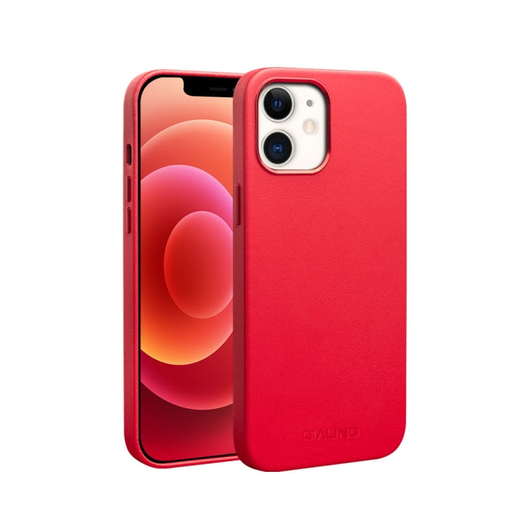 For iPhone 12 mini QIALINO Nappa Leather Shockproof Magsafe Case (Red) - HoMEdemic™ 